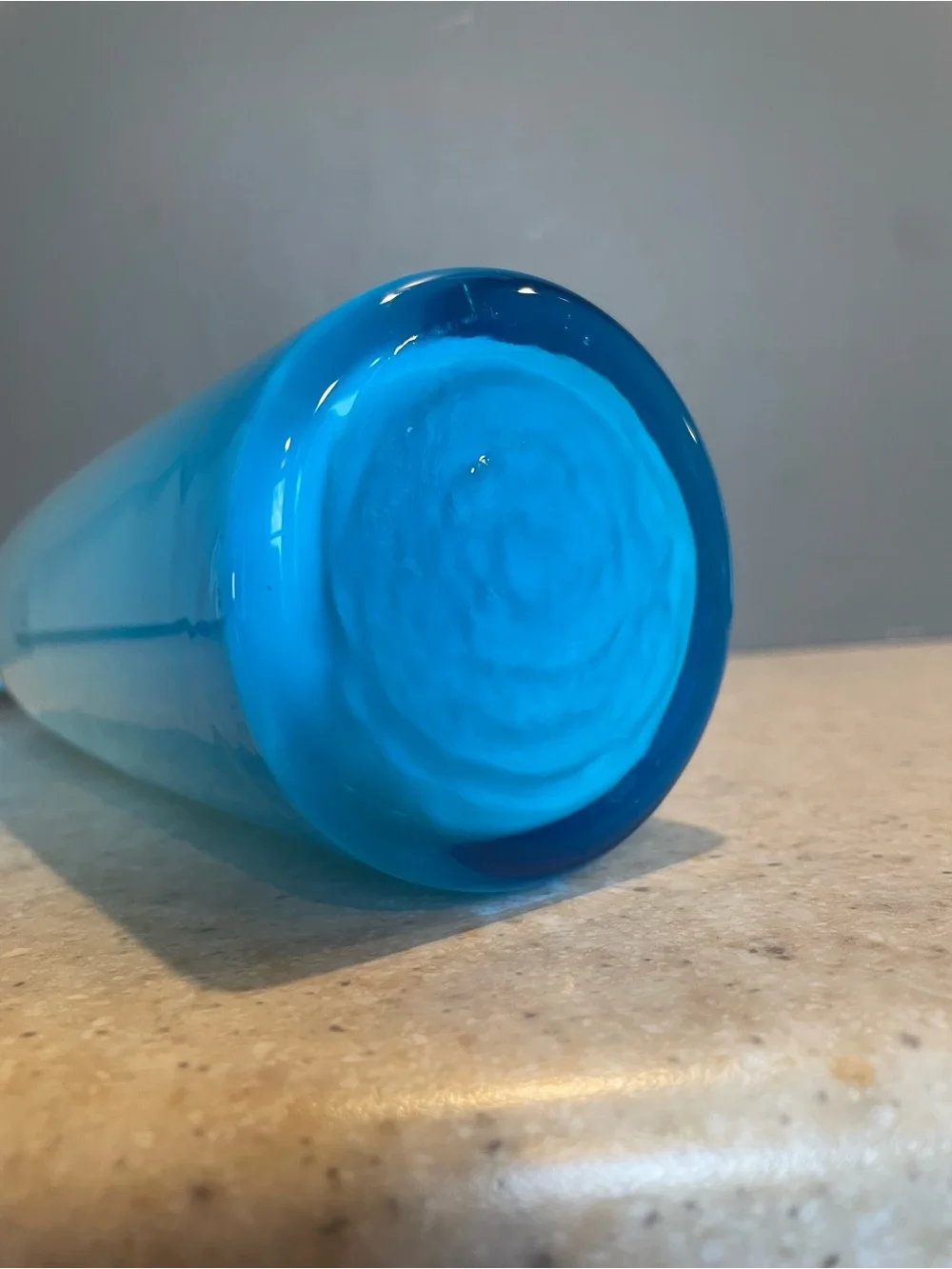 MCM Vintage Denmark Art Glass Blue Holmegaard Cased Glass Decanter Bottle